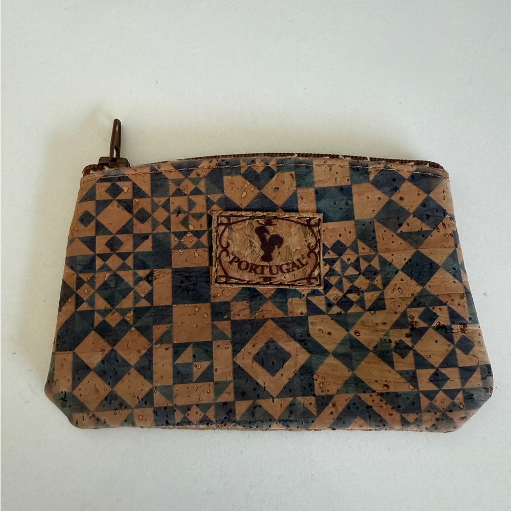 Portugal Cork Geometric Patterned Coin Purse
